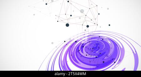 Abstrakter Hintergrund von Wasserwellen mit Plexus-Effekt. Handgemachte Vektorkunst. Stock Vektor