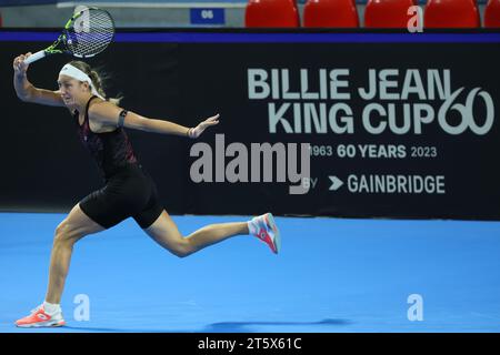 Charleroi, Kanada. November 2023. Die belgische Yanina Wickmayer wurde während eines Trainings im Vorfeld des Treffens zwischen Belgien und Ungarn in den Play-offs für den Billie Jean King Cup am Dienstag, den 7. November 2023, in Charleroi gezeigt. BELGA FOTO BENOIT DOPPAGNE Credit: Belga News Agency/Alamy Live News Stockfoto