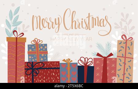 Geschenkschachteln für Weihnachten. Stock Vektor