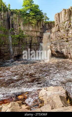 High Force, einer der höchsten Wasserfälle Englands in Forest-in-Teesdale, Nordengland Stockfoto