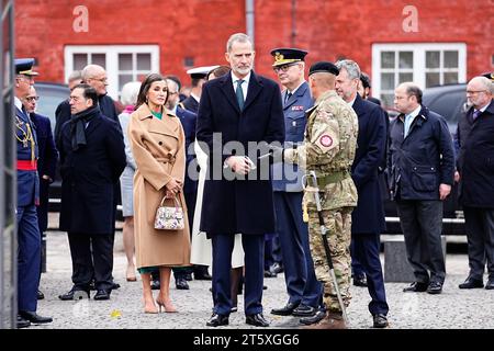Kopenhagen, Dänemark. November 2023. König Felipe und Königin Letizia von Spanien besuchen die Zitadelle in Kopenhagen am 7. November 2023. König Felipe und Königin Letizia sind auf einem dreitägigen Staatsbesuch in Dänemark. Quelle: Ritzau/Alamy Live News Stockfoto