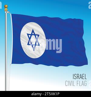 Israel Civil schwenkende Flagge, Mittlerer Osten, Vektorillustration Stock Vektor