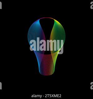 Schallwelle, Equalizer-Regenbogen-Farbverlauf. Moderne Zukunftstechnologie. Geometrisches abstraktes Vektorelement isoliert auf schwarzem Hintergrund Stock Vektor
