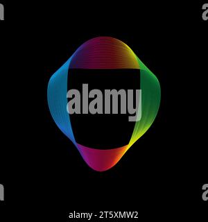 Schallwelle, Equalizer-Regenbogen-Farbverlauf. Moderne Zukunftstechnologie. Geometrisches abstraktes Vektorelement isoliert auf schwarzem Hintergrund Stock Vektor