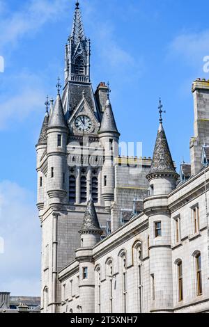 The Clock Tower of New Town House (Aberdeen Town House), Union Street, Aberdeen, Schottland, Großbritannien. Arch: Peddie und Kinnear, fertiggestellt 1874. Stockfoto