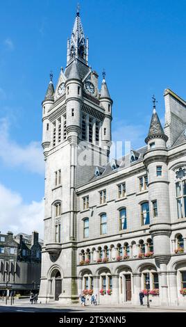 The Clock Tower of New Town House (Aberdeen Town House), Union Street, Aberdeen, Schottland, Großbritannien. Arch: Peddie und Kinnear, fertiggestellt 1874. Stockfoto