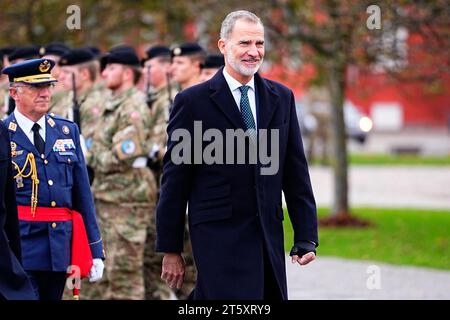 Kopenhagen, Dänemark. November 2023. König Felipe von Spanien und dänischer Kronprinz Frederik in der Zitadelle in Kopenhagen Dienstag, 7. November 2023. König Felipe und Königin Letizia sind auf einem dreitägigen Staatsbesuch in Dänemark. Quelle: Ritzau/Alamy Live News Stockfoto