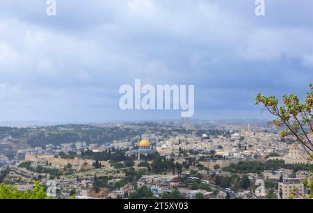 Aus der Vogelperspektive des Al-Aqsa Moschees auf dem Tempelberg, Jerusalem, Israel. Stockfoto