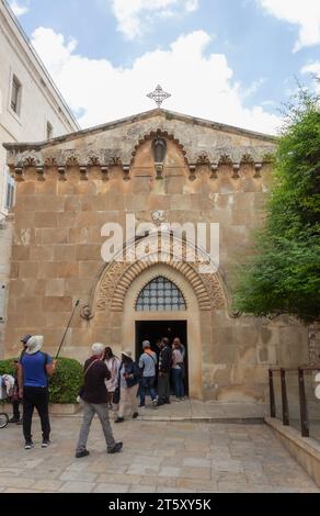 Die Altstadt von Jerusalem, Israel. Eintritt in die Kirche der Flagellierung, im Franziskanerkloster enthalten, das auch die Kirche von Th umfasst Stockfoto