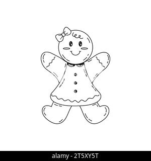 Süßes Lebkuchenmädchen im Doodle-Stil Stock Vektor