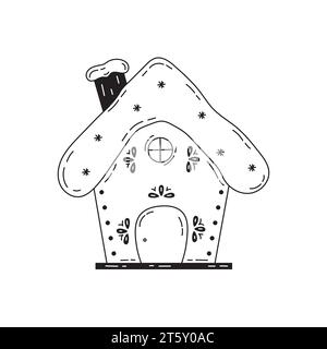 Niedliches Lebkuchenhaus im Doodle-Stil Stock Vektor