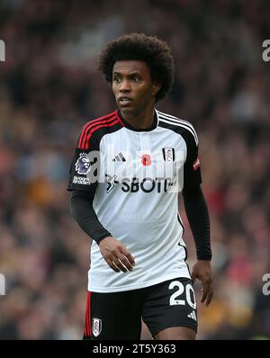 Willian von Fulham. - Fulham gegen Manchester United, Premier League, Craven Cottage Stadium, London, UK - 4. November 2023. Nur redaktionelle Verwendung – es gelten Einschränkungen für DataCo. Stockfoto