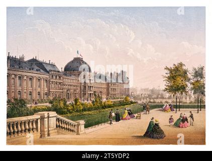 Alte Sicht auf den Tuilerien-Palast vor der Zerstörung, Paris. Von Rivière, publ. In Paris, CA 1875 Stockfoto