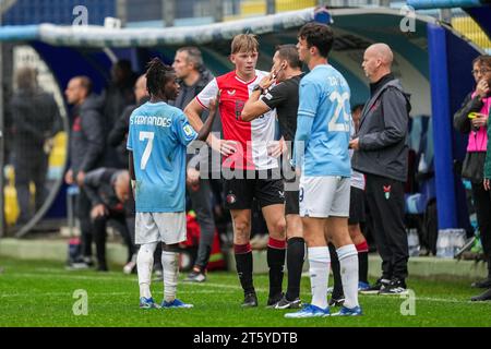 Formello, Italien. November 2023. Formello - Jan Plug von Feyenoord O19 während der vierten Etappe der Gruppenphase der UEFA Youth League zwischen S.S. Lazio O19 und Feyenoord O19 im Centro sportivo di Formello am 7. November 2023 in Formello, Italien. Credit: Box to Box Pictures/Alamy Live News Stockfoto