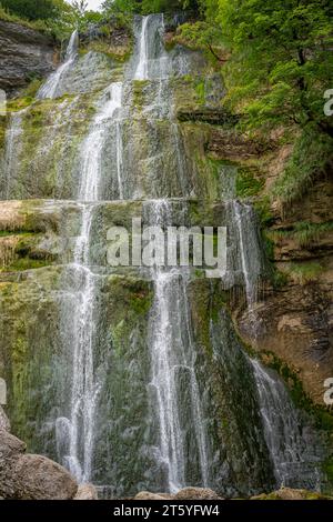 Lake District. Hérisson Wasserfälle. Blick auf den Fan-Wasserfall Stockfoto