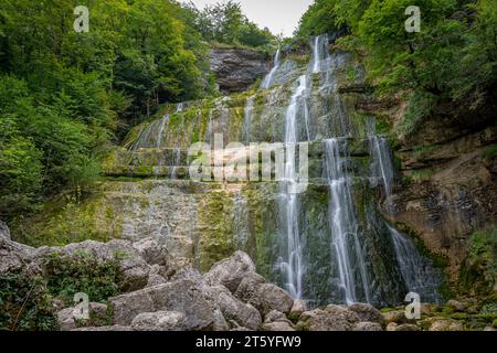 Lake District. Hérisson Wasserfälle. Blick auf den Fan-Wasserfall Stockfoto