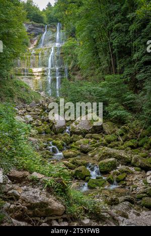 Lake District. Hérisson Wasserfälle. Blick auf den Fan-Wasserfall Stockfoto