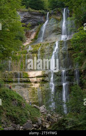 Lake District. Hérisson Wasserfälle. Blick auf den Fan-Wasserfall Stockfoto