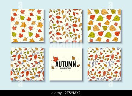 Herbsttexturen. Vektordesign für Karte, Poster, Flyer. Trendige handgezeichnete Muster. Stock Vektor
