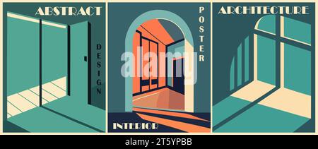 Abstraktes architektonisches Poster, Vektorwand-Set Stock Vektor