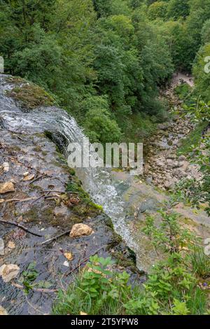 Lake District. Hérisson Wasserfälle. Blick auf den Fan-Wasserfall Stockfoto