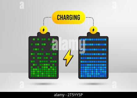 Batterieladung. Symbole zum Laden des Druckspeichers. Vektor Stock Vektor