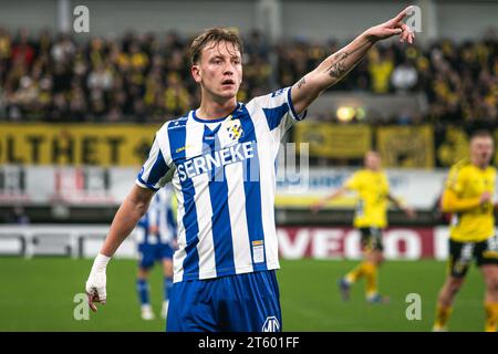 Halmstad, Schweden. 30. Oktober 2023. Sebastian Hausner (15) vom IFK Göteborg wurde während des Allsvenskan-Spiels zwischen dem IFK Göteborg und Elfsborg bei Gamle Ullevi in Göteborg gesehen. (Foto: Gonzales Photo - Amanda Persson). Stockfoto