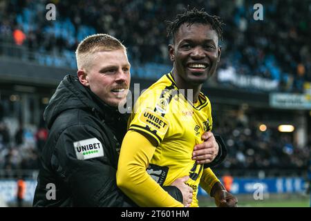 Halmstad, Schweden. 30. Oktober 2023. Jalal Abdulai von Elfsborg wurde nach dem Allsvenskan-Spiel zwischen IFK Göteborg und Elfsborg bei Gamle Ullevi in Göteborg gesehen. (Foto: Gonzales Photo - Amanda Persson). Stockfoto