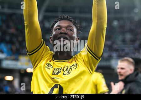 Halmstad, Schweden. 30. Oktober 2023. Jalal Abdulai von Elfsborg wurde nach dem Allsvenskan-Spiel zwischen IFK Göteborg und Elfsborg bei Gamle Ullevi in Göteborg gesehen. (Foto: Gonzales Photo - Amanda Persson). Stockfoto