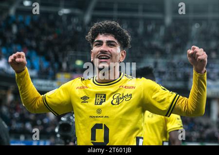 Halmstad, Schweden. 30. Oktober 2023. Ahmed Qasem von Elfsborg wurde nach dem Allsvenskan-Spiel zwischen IFK Göteborg und Elfsborg bei Gamle Ullevi in Göteborg gesehen. (Foto: Gonzales Photo - Amanda Persson). Stockfoto