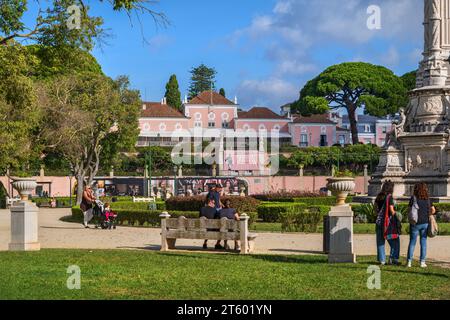 Belem, Lissabon, Portugal - 14. Oktober 2023 - Nationalpalast von Belem, offizielle Residenz des Präsidenten der Portugiesischen Republik, Blick von Afons Stockfoto