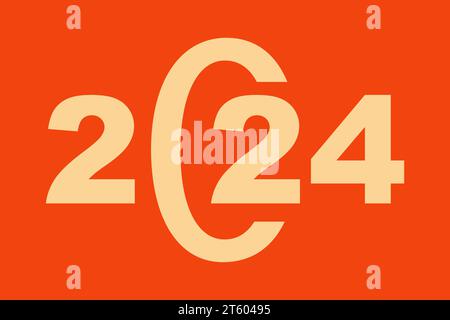 Happy New Year 2024 Banner, Poster, Grußkarte Stock Vektor