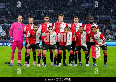 Rom, Italien. November 2023. Rom - Spieler von Feyenoord während der vierten Etappe der Gruppenphase der UEFA Champions League zwischen S.S. Lazio und Feyenoord im Stadio Olympico am 7. November 2023 in Rom, Italien. Credit: Box to Box Pictures/Alamy Live News Stockfoto