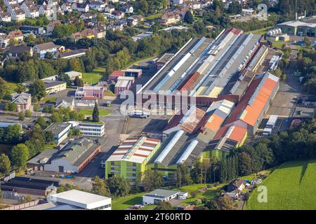 Luftaufnahme, Werksgelände von thyssenkrupp Steel Europe an der Hammerstraße, Eichen, Kreuztal, Siegerland, Nordrhein-Westfalen, Deutschland, Luftbild, Thyss Stockfoto
