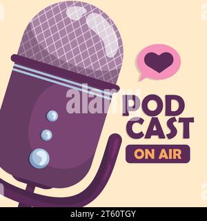 Eingestecktes Mikrofon auf Air-Podcast Concept Vector Stock Vektor