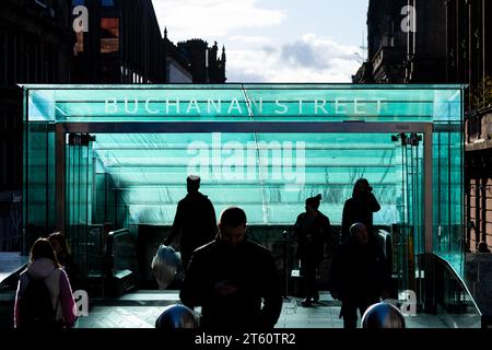 U-Bahn-Eingang Buchanan Street, Glasgow, Schottland, Großbritannien Stockfoto