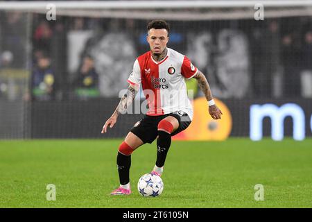 Rom, Italien. November 2023. Quilindschy Hartman aus Feyenoord während des Champions League Gruppe E Fußballspiels zwischen SS Lazio und Feyenoord im Olimpico-Stadion in Rom (Italien) am 7. November 2023. Quelle: Insidefoto di andrea staccioli/Alamy Live News Stockfoto
