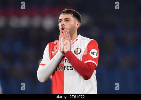 Rom, Italien. November 2023. Santiago Gimenez von Feyenoord während des Champions League Gruppe E Fußballspiels zwischen SS Lazio und Feyenoord im Olimpico-Stadion in Rom (Italien), 7. November 2023. Quelle: Insidefoto di andrea staccioli/Alamy Live News Stockfoto