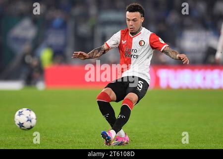 Rom, Italien. November 2023. Quilindschy Hartman aus Feyenoord während des Champions League Gruppe E Fußballspiels zwischen SS Lazio und Feyenoord im Olimpico-Stadion in Rom (Italien) am 7. November 2023. Quelle: Insidefoto di andrea staccioli/Alamy Live News Stockfoto