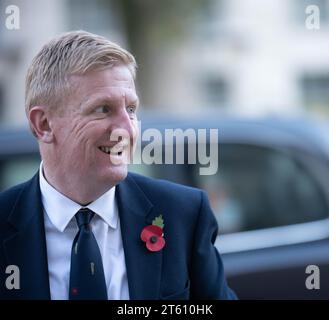 London, Großbritannien. November 2023. Eine Sondersitzung der Kabinettsminister und Sir Mark Rowley, Kommunisator der Metropolitan Police, fand im Kabinettsbüro 70 Whitehall statt. Es wird berichtet, dass das Treffen die Märsche am Samstag, den 11. November 2023, dem Tag des Waffenstillstands, erörterte, Oliver Dowden, stellvertretender Premierminister und Kanzler des Herzogtums Lancaster, Credit: Ian Davidson/Alamy Live News Stockfoto