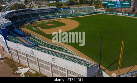 Aus der Vogelperspektive des Francisco Carranza Limón Stadions. Allgemeine Ansicht des Algodoneros-Stadions in Guasave, Sinaloa Mexiko. Guasave Mexiko. Am 7. Februar 2021 in Guasave, Mexiko. Kuroda Park (Foto: Luis Gutierrez/Norte Photo/) Vista aérea del Estadio Francisco Carranza Limón. Vista General del estadio Algodoneros en Guasave, Sinaloa México. Guasave México. el 7 de febrero de 2021 en Guasave, Mexiko. . (Foto de Luis Gutierrez / Foto Norte /) Stockfoto