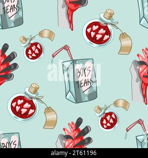 Gruselige Valentinstag nahtlose Muster, Spooky Valentine, Pastel Goth digitale Aufkleber, Alternative Valentinstag Vektor EPS10 Stock Vektor