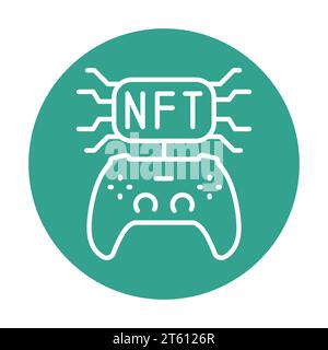 NFT-Gamefi-Farbliniensymbol. Digitale Krypto-Kunst Piktogramm für Webseite, mobile App, Promo Stock Vektor