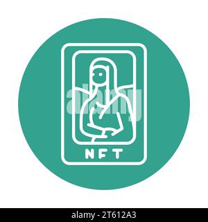 NFT Art Farbliniensymbol. Digitale Krypto-Kunst Piktogramm für Webseite, mobile App, Promo Stock Vektor