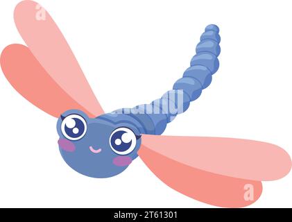 Isolierter niedlicher farbiger Libelleninsektencharakter Vektor Stock Vektor