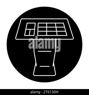 Symbol für interaktiven Informationskiosk in schwarzer Linie. Selbstbedienungsgerät. Piktogramm für Webseite, mobile App, Werbeaktion. Stock Vektor