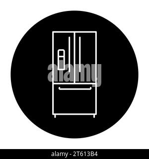 Smart-Kühlschrank-Symbol mit schwarzer Linie. Küchengerät. Haushaltsgerät. Piktogramm für Webseite, mobile App, Promo Stock Vektor
