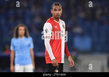 Rom, Italien. November 2023. Calvin Stengs aus Feyenoord während des Champions League Gruppe E Fußballspiels zwischen SS Lazio und Feyenoord im Olimpico-Stadion in Rom (Italien), 7. November 2023. Quelle: Insidefoto di andrea staccioli/Alamy Live News Stockfoto