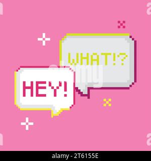 Isolierte Pixel-Sprechblase mit einem Comic-Ausdruck Vektor Stock Vektor