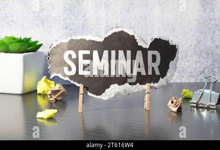 Handschrift Seminarthema auf Tafel. Stockfoto